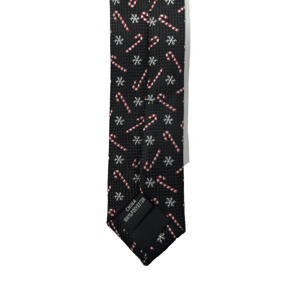 Celebrate Together Black Candy Cane Tie‎ L 54.75" W 3" - Picture 4 of 4